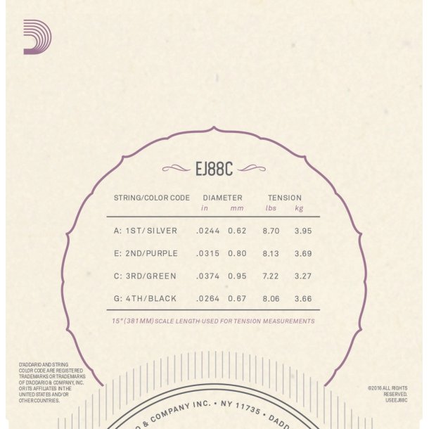 D'Addario EJ88C Ukulele Koncert Nyltech